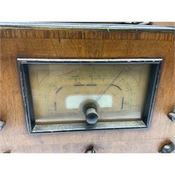Mid 20th century Bush walnut TV 53 cased television receiver, together with a wood cased radio
