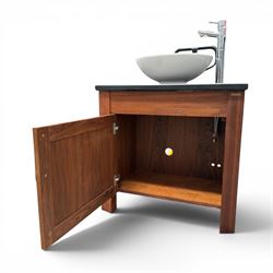 Stone Wood - freestanding wash basin, tap and cupboard with granite top in a dark oak finish