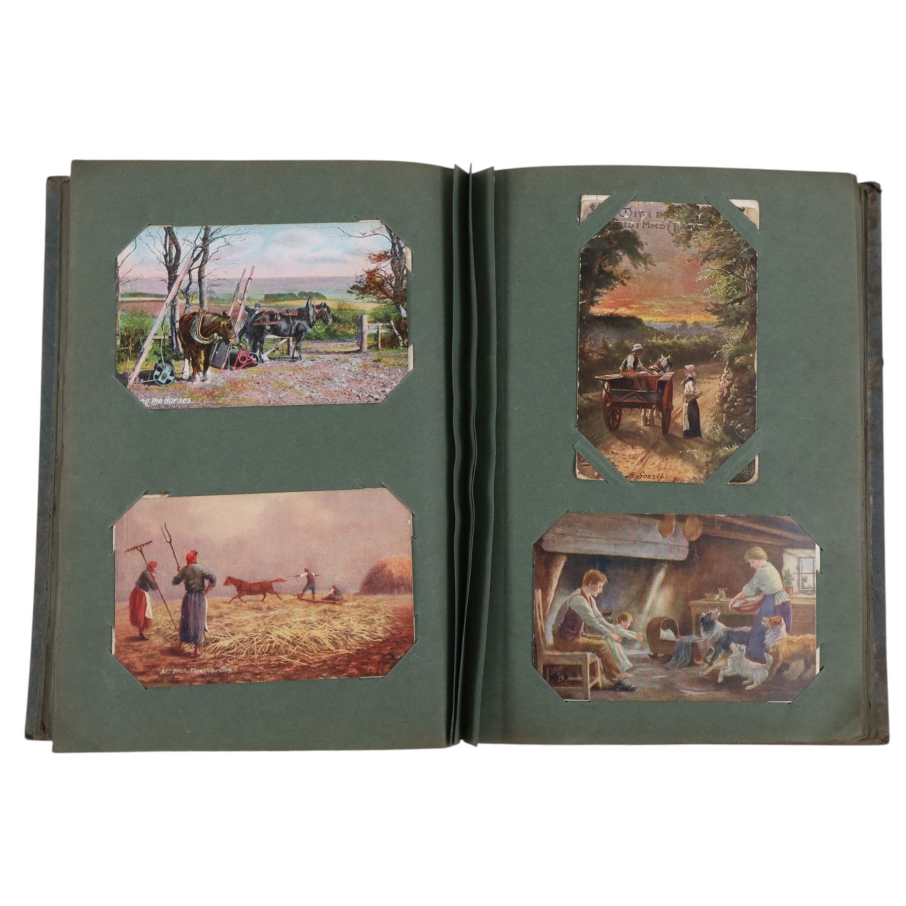 Postcard Album, including 19th century and later postcards of people, places, drawings etc 