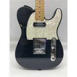 2009 Fender Telecaster electric guitar in black, retro fitted with Charlie Christian copy pick-up, serial no.MZ9546274; L98cm; in Fender soft carrying case