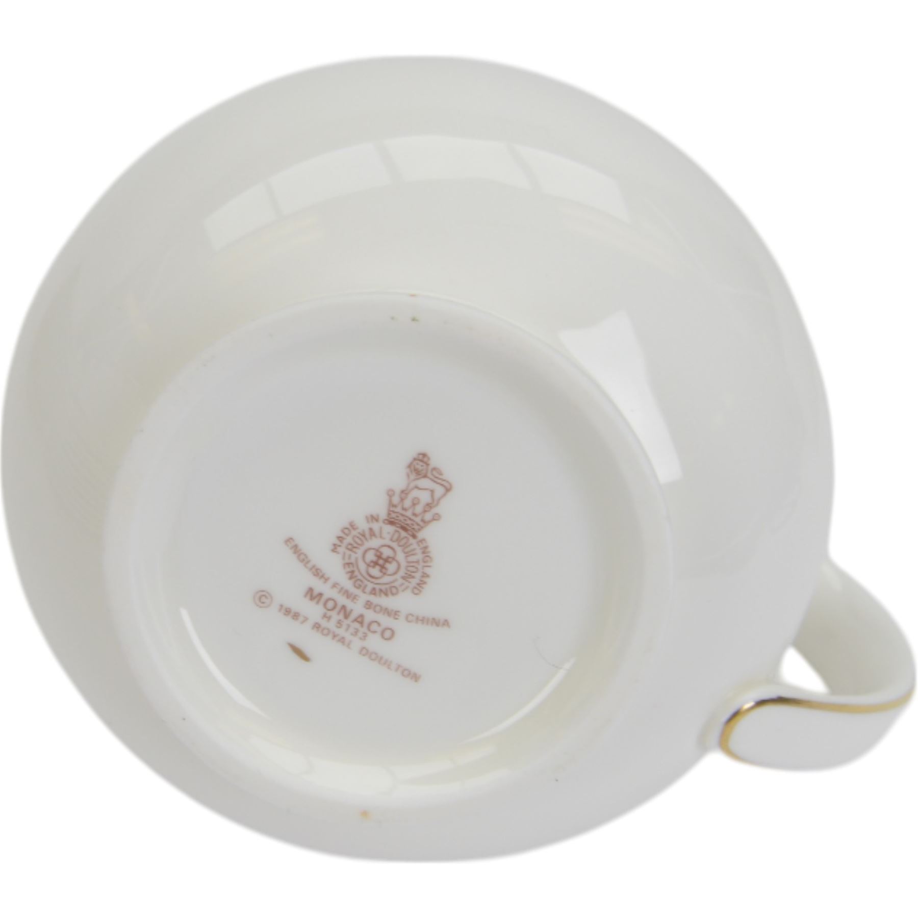 Wedgwood Ulander pattern tea and dinner service,  including teapot, covered sucrier, milk jug, cream jug, eight tea cups and saucers, twelve dinner plates, eight twin handled soup bowls and saucers, covered dish etc  