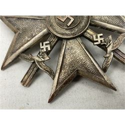 German Spanish Cross with silvered finish; stamped verso L/12; probably a post-WW2 copy