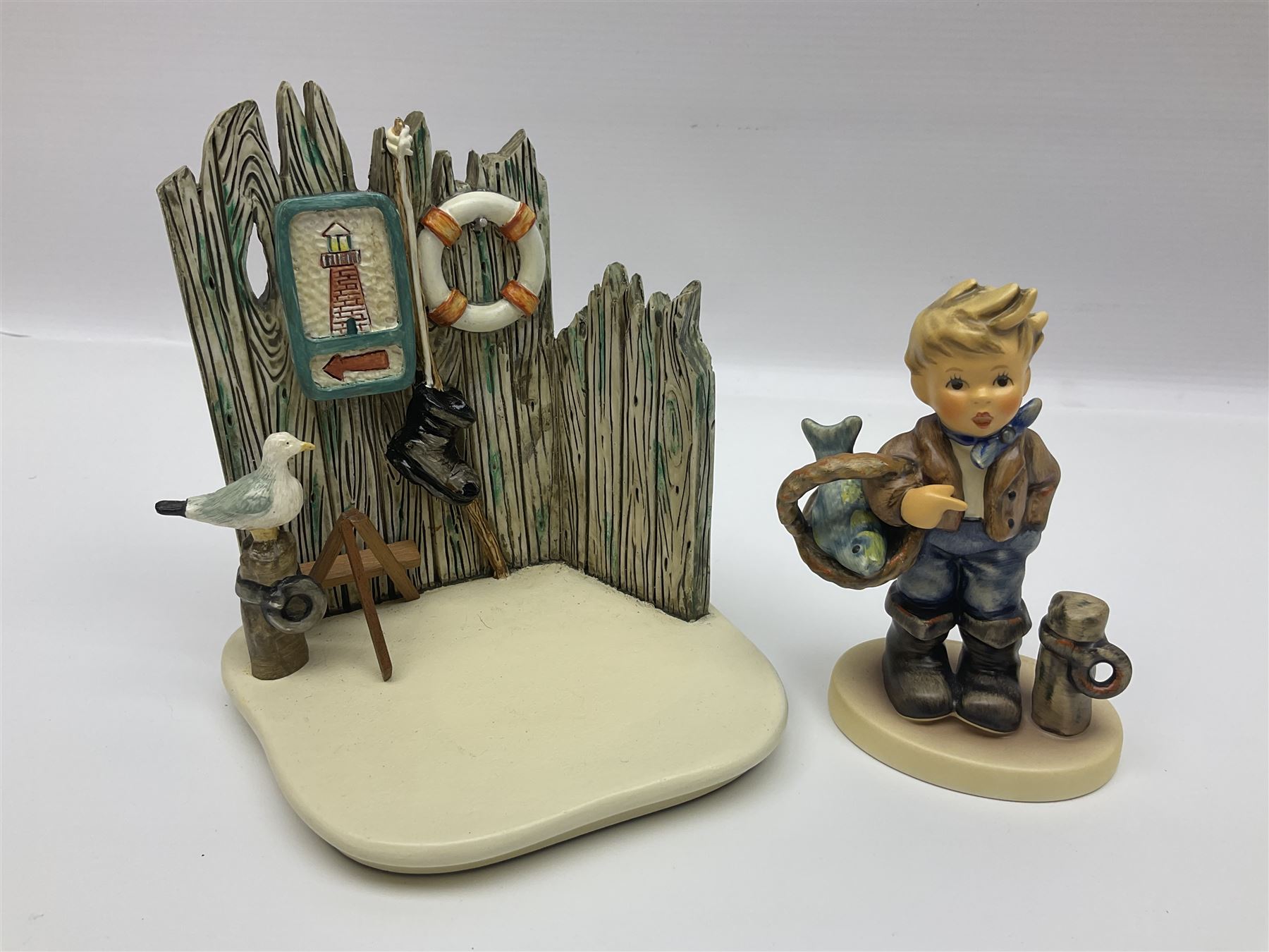 Nine Hummelscapes by Goebel, to include Bavarian Bire Garten, Cuck Crossing, Fisherman's Feast, Strudel Haus etc, each with associated Hummel figures, tallest H14cm 