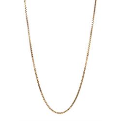 9ct rose gold box link chain necklace, stamped 375