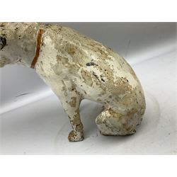 RCA Nipper dog cast iron painted figure, modelled in a seated position, H34cm