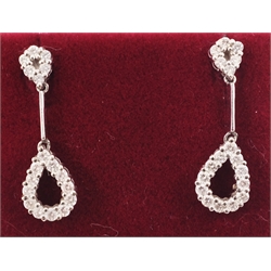  Pair of 18ct white gold diamond pendant ear-rings hallmarked  