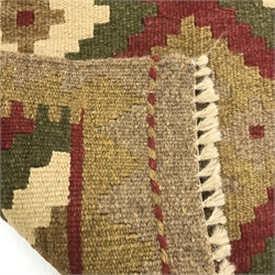 Hand stitched tan ground wool chain rug, 90cm x 60cm