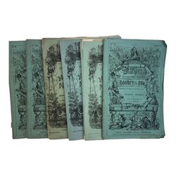 Dickens Charles periodicals; The Life and Adventures of Nicholas Nickleby, three volumes and  Dombey and Son, three volumes 