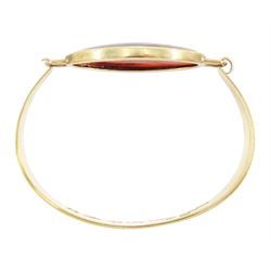 9ct gold oval amber wide bangle by C W Sellors, Sheffield 1999