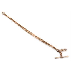  Rose gold curb chain with T bar and clip, hallmarked 9ct  