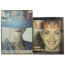 Vintage British Vogue Magazine Cover Posters from Feb, March, April & May 1979, Dec 1980, Jan 1981 with cover shots of Gia Carangi, Christie Brinkley, Tara Shannon, Janice Dickinson, Marilyn Clark and Charlotte Rampling 67cm x 48cm (6)