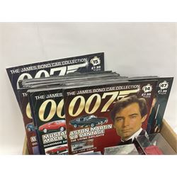 Fabbri James Bond Collection - over one hundred and ten die-cast models in perspex display cases as issued periodically; and a quantity of associated magazines and trading cards, in five boxes