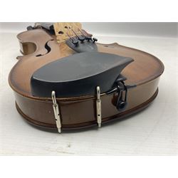 Stentor Student violin with 36cm two-piece back and spruce top, bears label 'The Stentor Student II No.1117807' L59cm; and another similar student's violin by Palatino (2)