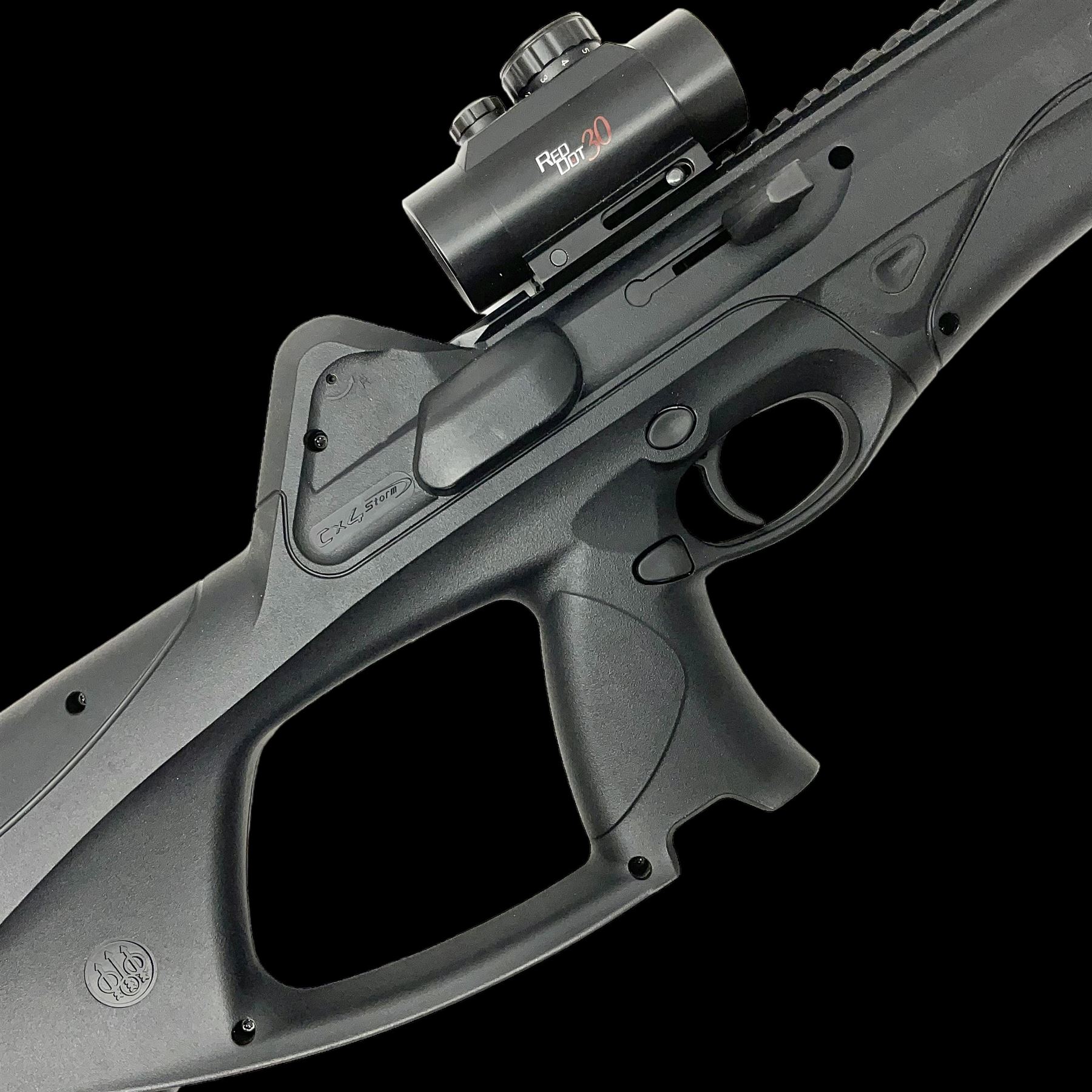 Beretta Cx4 Storm .177 CO2 rifle with Hawke Red Dot 30 scope L78cm; in fitted hard carrying case with two magazines and 88g cylinder; NB: AGE RESTRICTIONS APPLY TO THE PURCHASE OF AIR WEAPONS.