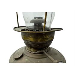 19th century brass floor standing oil lamp 