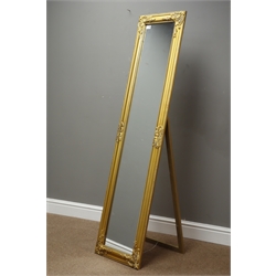  Swept gilt framed cheval dressing mirror, H161cm  