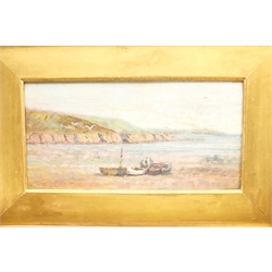 W Walters (British early 20th century): Fishing off White Nabb Scarborough, oil on panel signed, together with two further early 20th century coastal oils, max 23cm x 41cm (3)