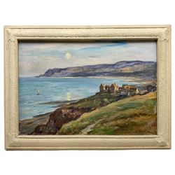 Owen Bowen (Staithes Group 1873-1967): Robin Hood's Bay, oil on canvas signed 34cm x 50cm