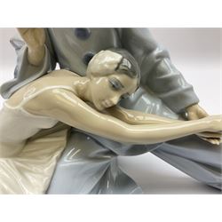 Lladro figure, Closing Scene, modelled as a clown and ballerina, year issued 1974, year retired 1996, no 4935, H24cm 