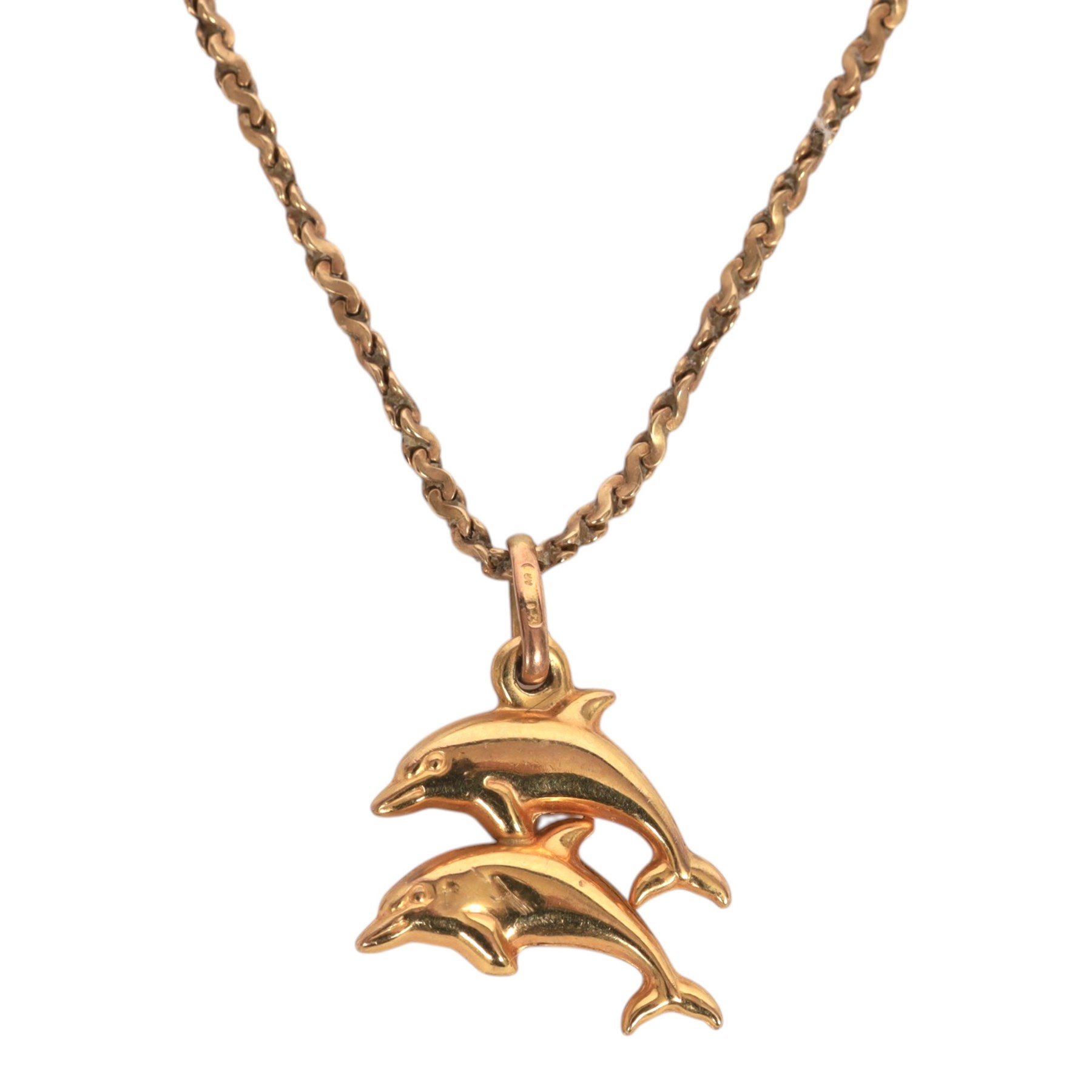 9ct gold dolphin pendant necklace