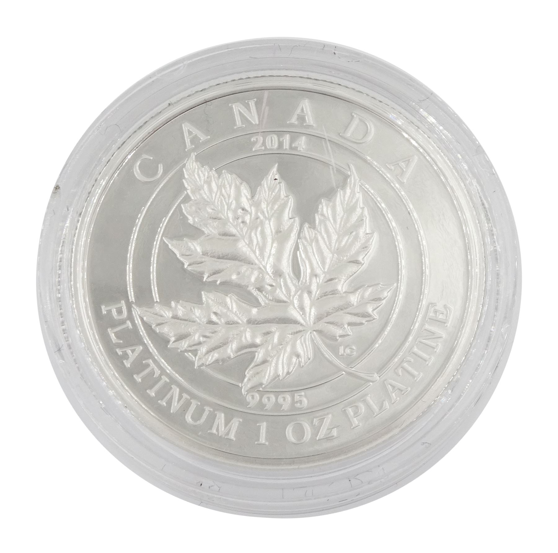 Queen Elizabeth II Royal Canadian Mint 'Maple Leaf Forever', 300 dollars 1oz platinum coin, dated 2014, cased with certificate