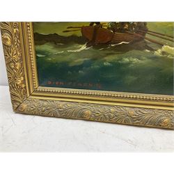 Dion Pears (British 1829-1985): French and British Men O' War, oil on canvas signed 70cm x 90cm