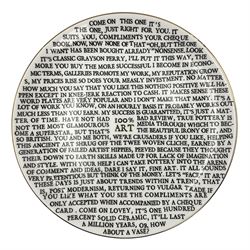 Grayson Perry (British 1960 -): ‘100% Art’, set of three ceramic plates, each with artist's seal printed to base and individually marked either with York Art Gallery, Sainsbury Center or The Holburne Museum