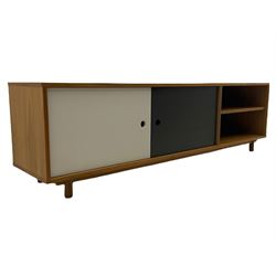 John Green for Snowhome of York - walnut finish sideboard/television stand, fitted with cupboard and shelf