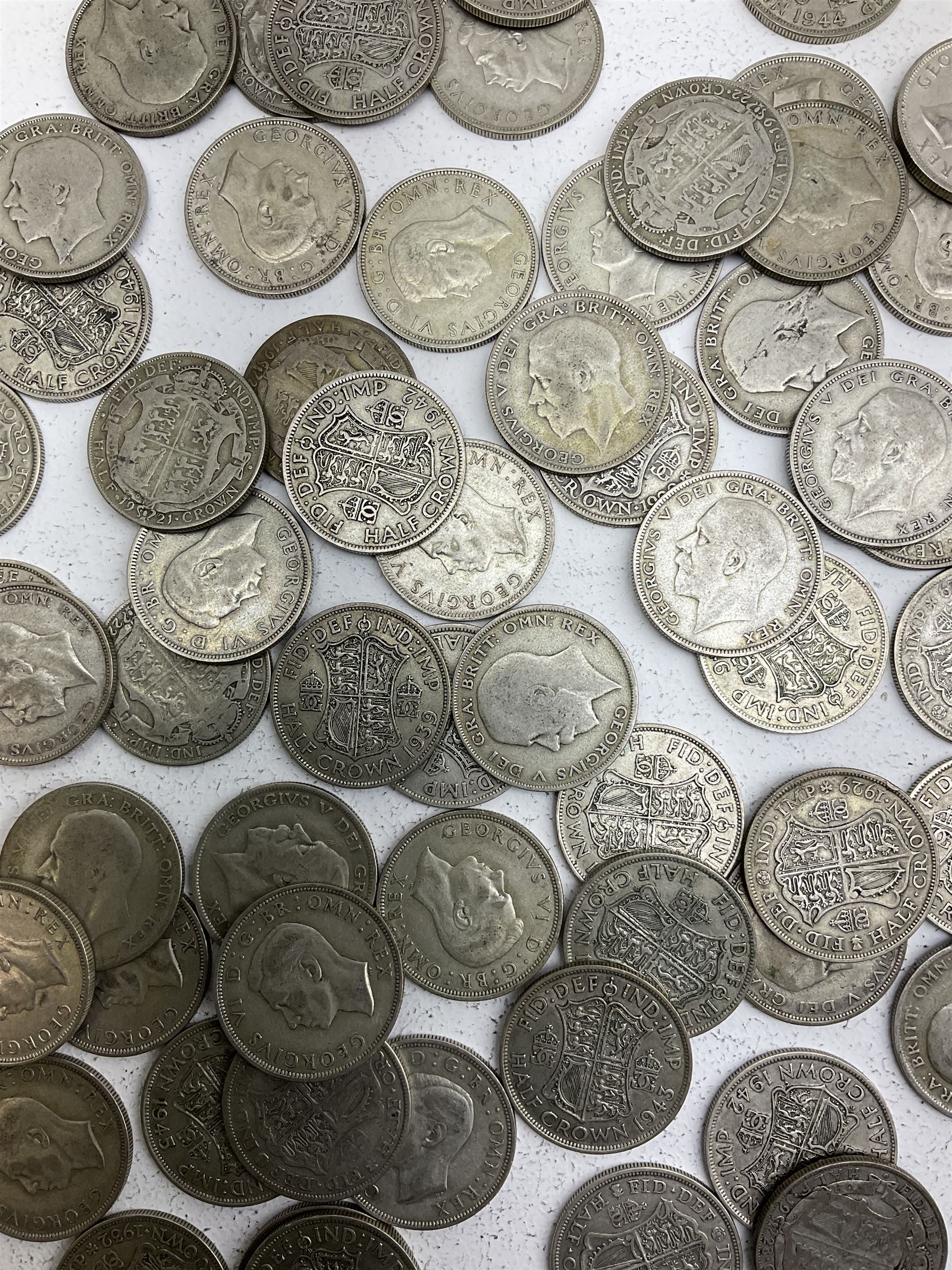 Approximately 975 grams of Great British pre 1947 silver half crown coins