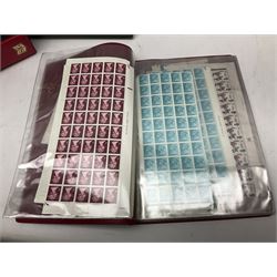 Stamps including Ilse of Man, Guernsey, Jersey and Great British first day covers, some with special postmarks, various air mail items etc, housed in fifteen albums / folders, in one box