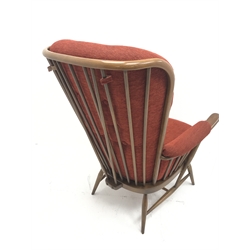 Ercol Golden Dawn elm tall back easy chair (72cm) with footstool 