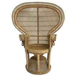 Mid to late 20th century cane work peacock chair
