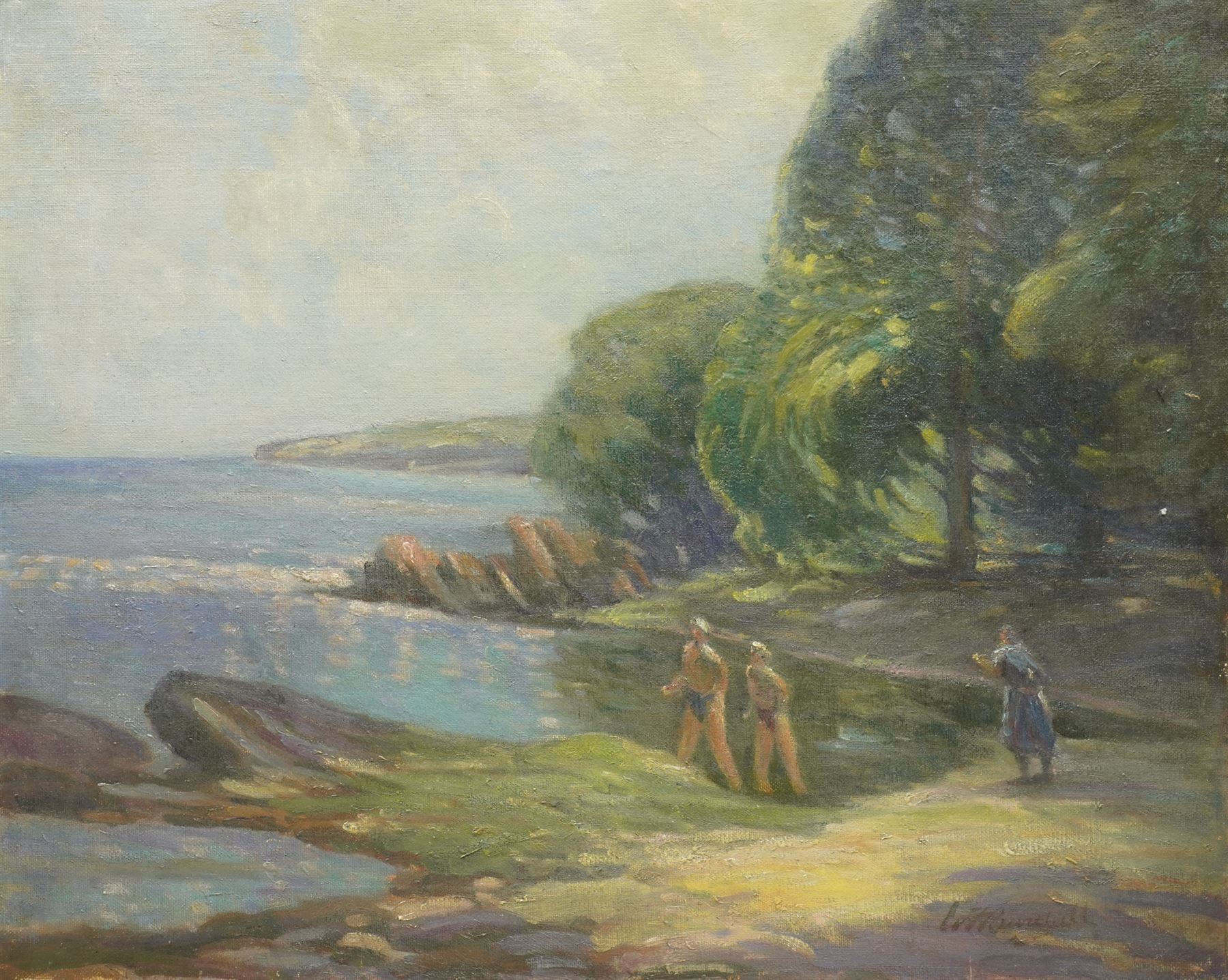 William Francis Burchell (British fl.1909-1937): 'A Private Beach on the Solway', oil on canvas signed, indistinctly inscribed verso 46cm x 56cm (unframed)