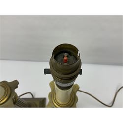 Pair of brass table lamps in the form of fluted Corinthian columns, H46cm