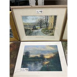 Collection of 20th and 21st Century landscapes, to include Stephen Bewsher (British 1964-): 'Evening Canal - Lymm Cheshire' and English School (20th Century): 'River Nidd', oil and oil pastel variously signed titled and dated max 51cm x 41cm (8) (variously unframed)