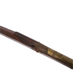  Indian matchlock jezail from the Royal Jaigarh Fort, Jaipur, the plain 51 inch barrel with flared muzzle, stamped to breech 'JPR/EXR/2/7333' on a full wooden stock, overall length 180cm, together with certificate of authenticity on Rajmahal Palace Office headed paper, dated 11th March 1978