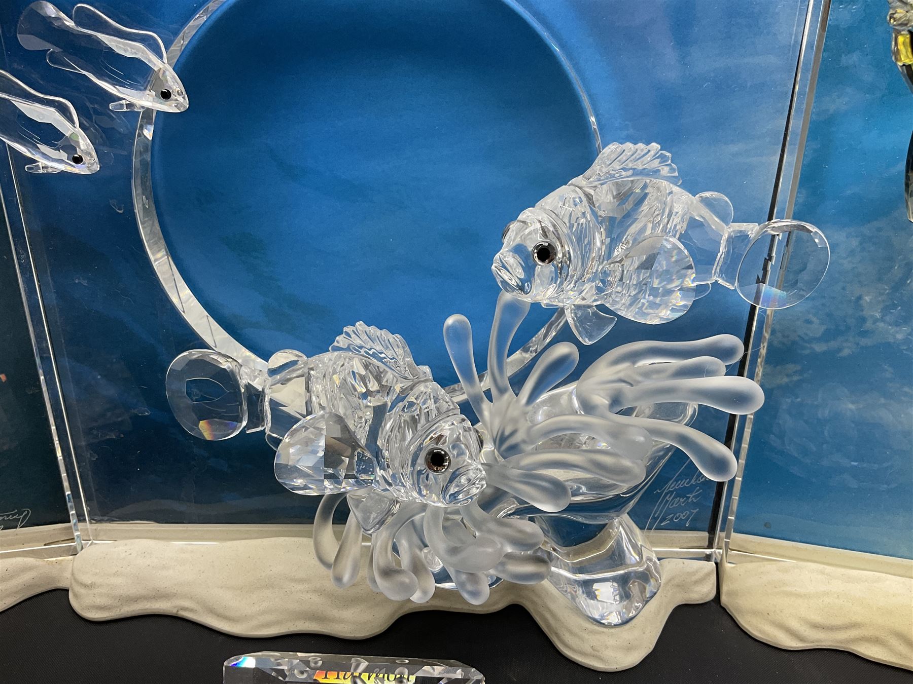 Swarovski Crystal, Wonders of the Sea Trilogy: 'Eternity', 'Community' and 'Harmony', all with stands and plaques, H20cm