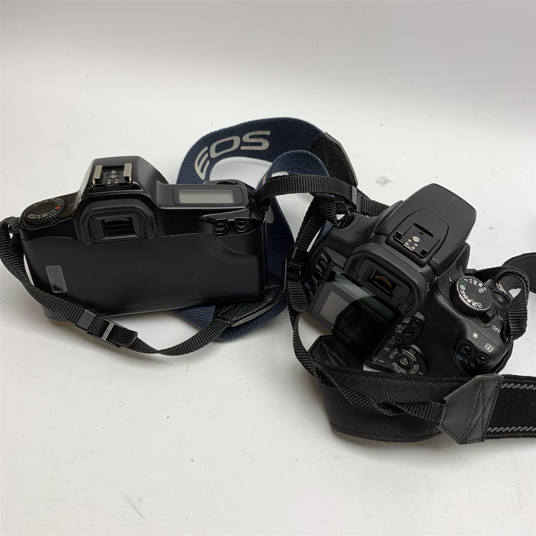 Two Canon camera bodies 'Canon EOS 350D Digital' and 'Canon EOS 1000', five camera lenses including Sigma, Yongnuo and Canon and various other camera accessories 