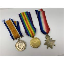 WW1 medal trio awarded to 1264 J. Allanby comprising War and Victory medals '1264 GNR. J.ALLANBY. R.A.', 1914-15 star named to '1264. DVR. J.ALLANBY. R.F.A.', War and Victory medal awarded whilst a gunner in the Royal Artillery, 1914-15 star awarded while a driver in the Royal Field Artillery 