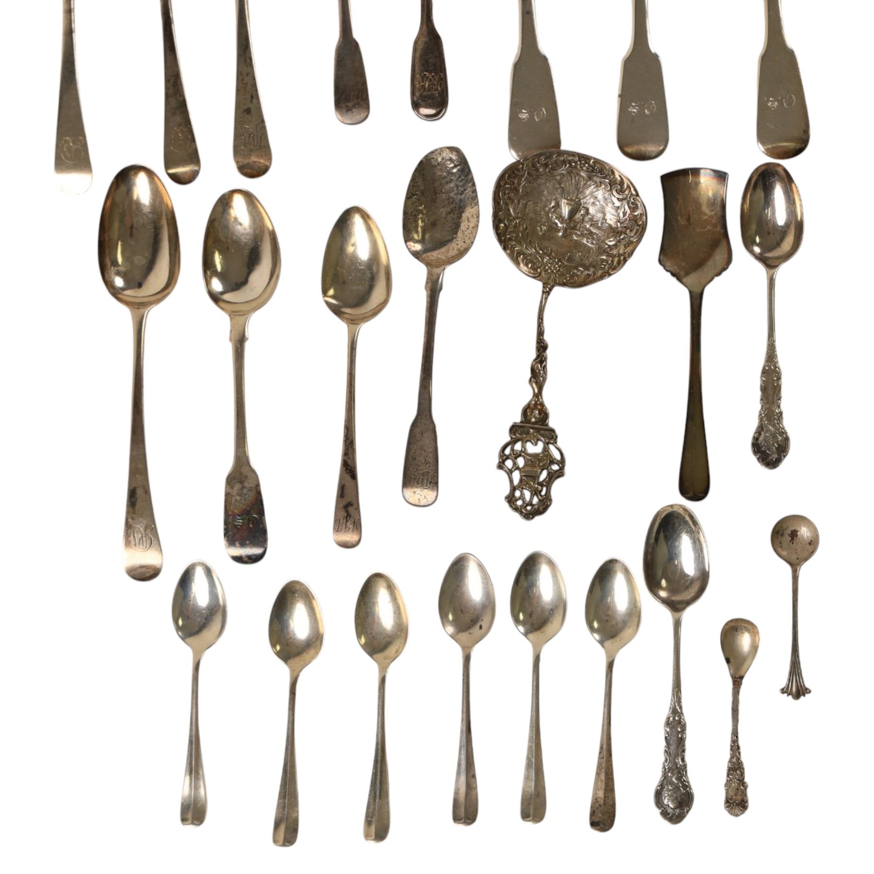 Collection of silver flatware, all stamped or hallmarked