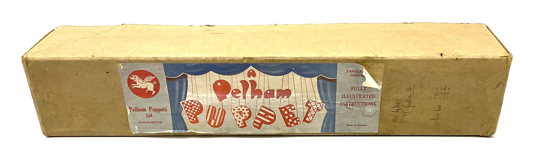 1960's Pelham Puppet - large size skeleton, detaching limbs and lifting head in brown box with instructions