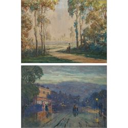 Florence Balshaw (British 1863-1942): Northern Town at Nightfall and The Avenue', pair watercolours the former signed and dated '27, the latter inscribed verso 28cm x 38cm (2)
