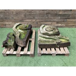 Late 18th century stone garden arbour pediment - THIS LOT IS TO BE COLLECTED BY APPOINTMENT FROM DUGGLEBY STORAGE, GREAT HILL, EASTFIELD, SCARBOROUGH, YO11 3TX