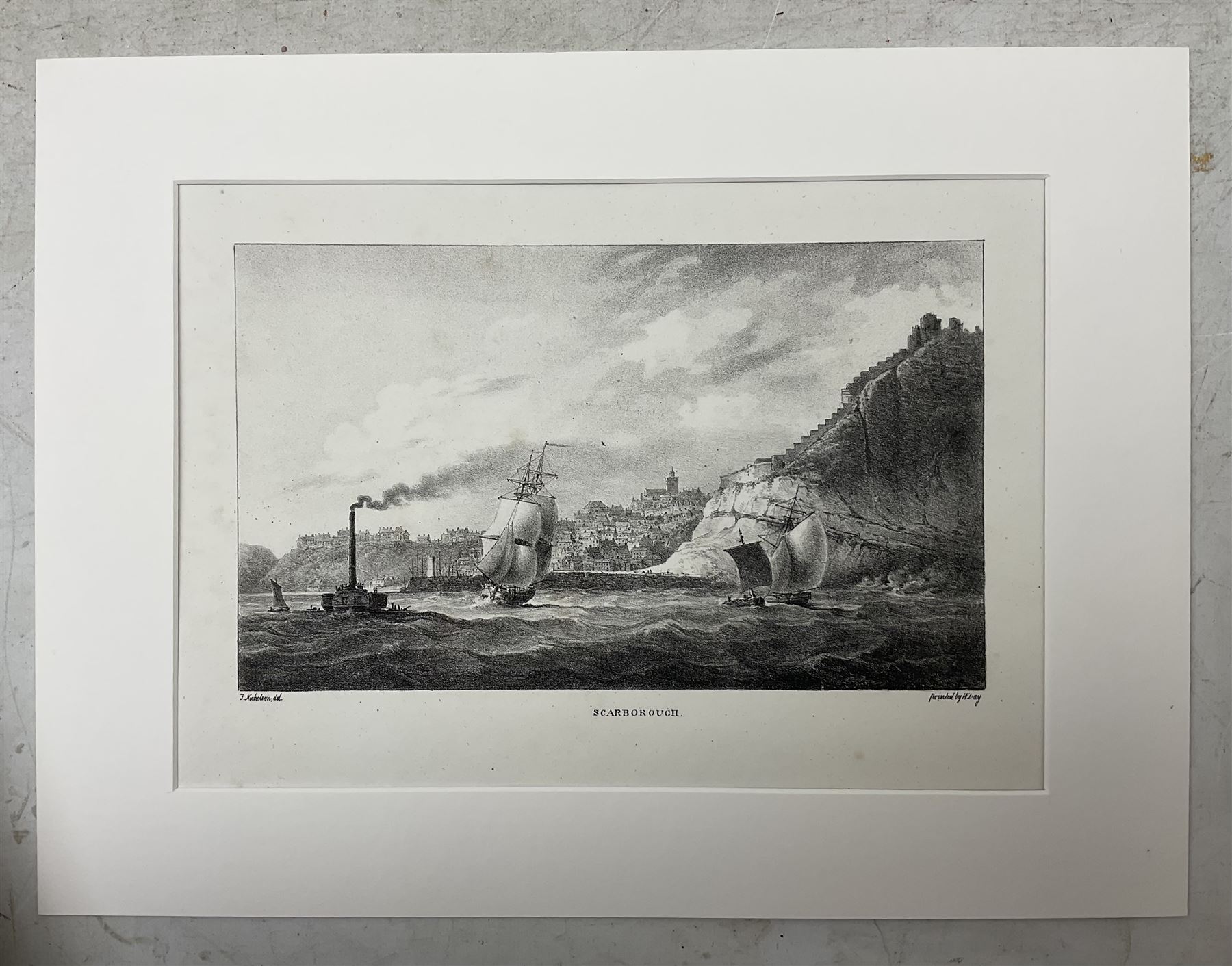 Francis Nicholson (British 1753-1844): 'Series of Six Views of Scarborough and its Vicinity', set of five mounted lithographs pub. 1824, in Solander box 16cm x 26cm (5)