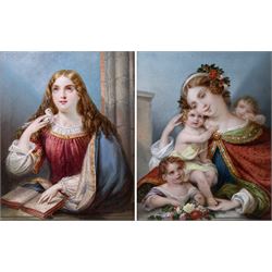 Siegfried Detlev Bendixen (German 1786-c1864): 'Faith' and 'Love', pair oils on panel fain...