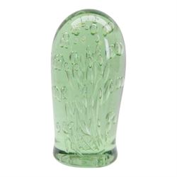 Four Victorian green glass dump paperweight with air bubble inclusions, H16cm