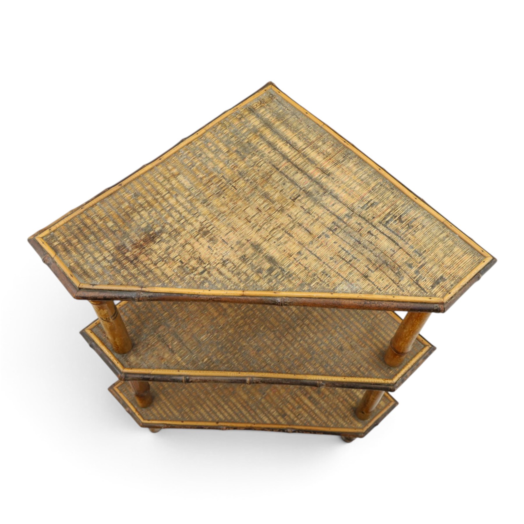 Victorian Aesthetic Movement bamboo three-tier corner whatnot or etagere