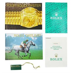 Rolex Oyster Perpetual Datejust Pearlmaster ladies 18ct gold automatic wristwatch, Ref. 69298, Serial No. T293223, champagne dial with diamond hour markers and diamond set bezel, on original 18ct Pearlmaster bracelet with fold-over clasp, with papers