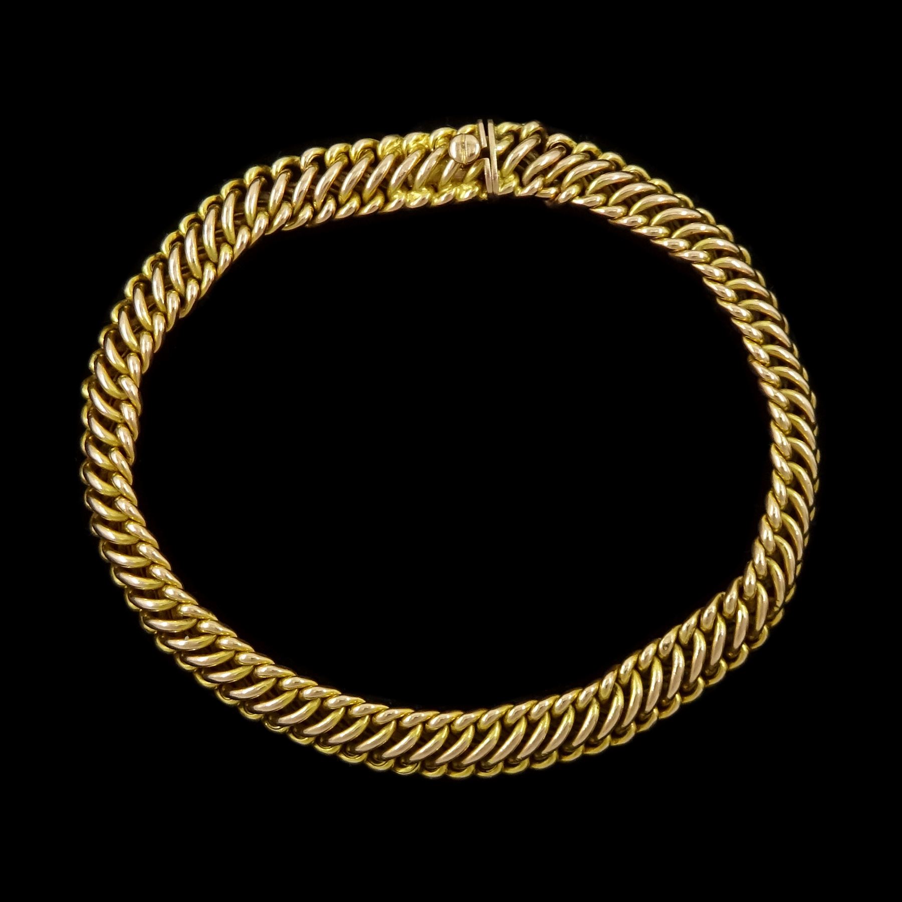 Victorian 15ct rose and yellow gold fancy curb link bracelet, stamped 15