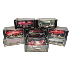 Bburago - seven 1:18 scale die-cast models, comprising Ferrari F40 (1987), Diamonds Ferrari 250 GTO (1962), Porsche 356 B Coupe (1961), Mercedes Benz 300 SL (1954), Chevrolet Corvette (1957 and Jaguar 